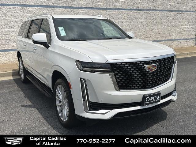 2023 Cadillac Escalade ESV Luxury in Crystal White Tricoat — front three-quarter view