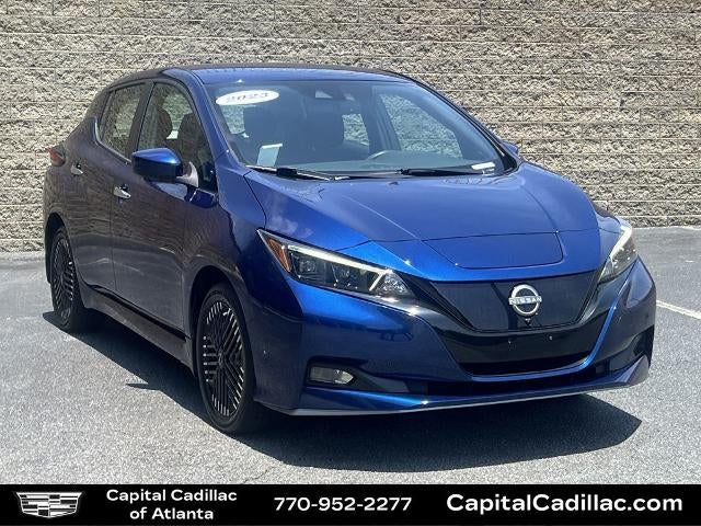 2023 Nissan LEAF SV PLUS in Blue — front three-quarter view
