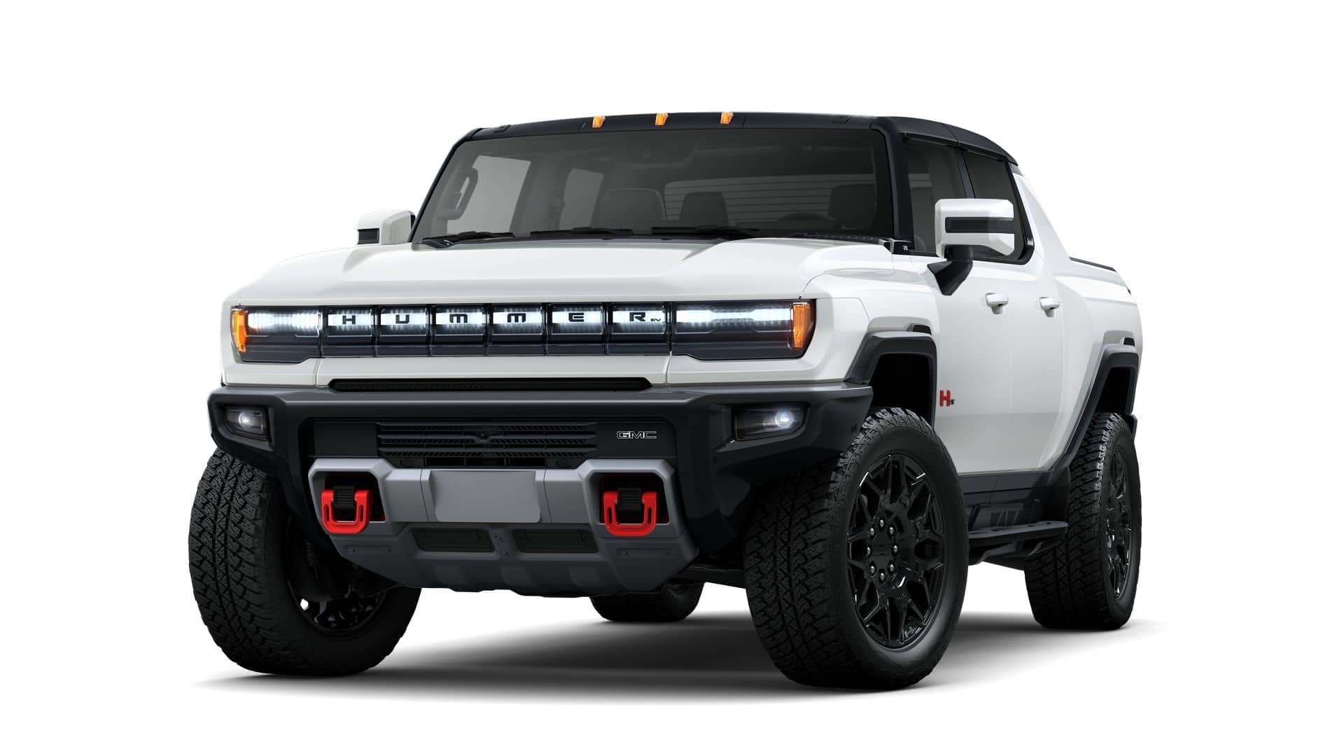 2025 GMC HUMMER EV Pickup 2X in Interstellar White — front three-quarter view