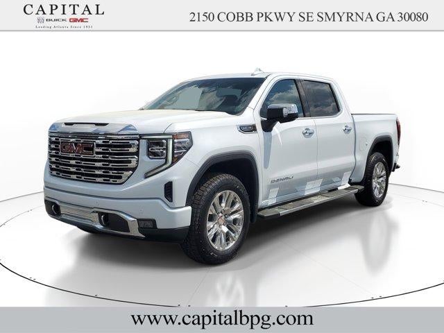 2026 GMC Sierra 1500 Denali in Glacier White Tricoat — front three-quarter view