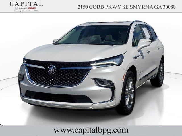 2022 Buick Enclave Avenir in White Frost Tricoat — front three-quarter view
