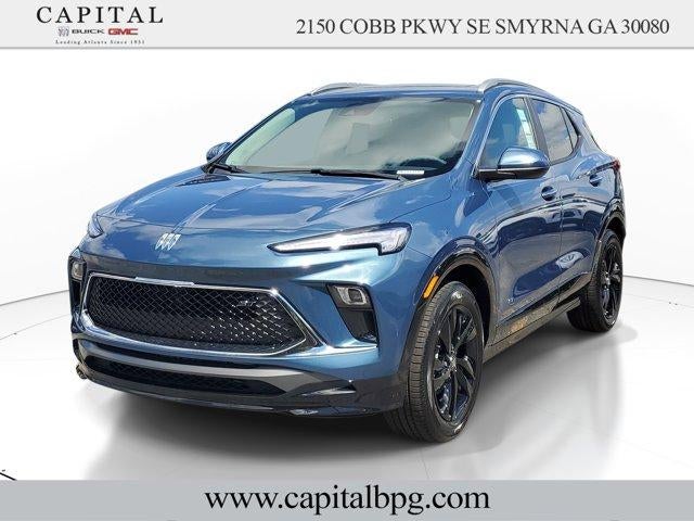 2026 Buick Encore GX Sport Touring in Ocean Blue Metallic — front three-quarter view